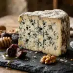 Fromage bleu présenté avec noix, miel et figues fraiches