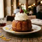 Gâteau chocolat garni crème fouettée et cerise fraîche